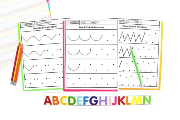 Pencil Control for Preschool, Tracing and Coloring Book, Fine Motor Skills,  Prek ages 3-5, 50 Printable Worksheets, Pre-writing Workbook 