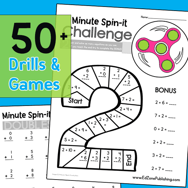 Minute Spin It Math Drills: Addition - The Crafty Classroom