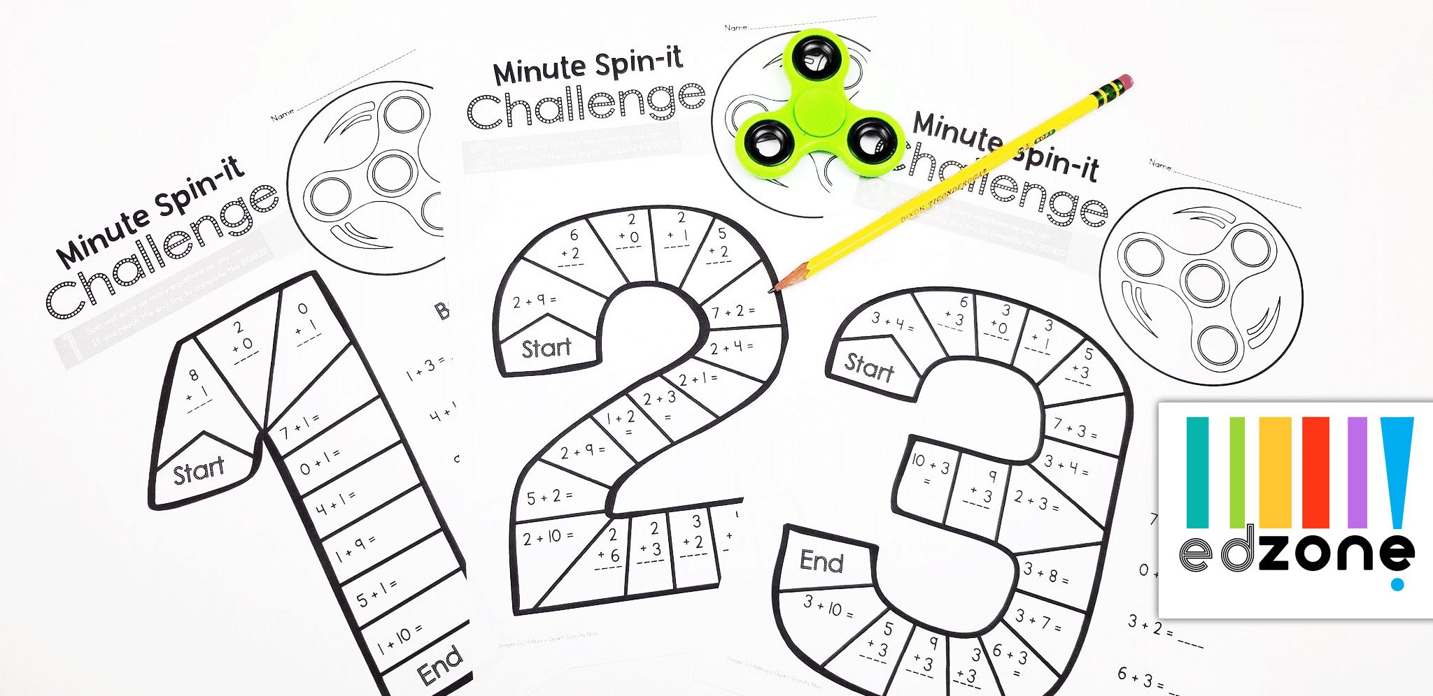 Minute Spin It Math Drills: Addition - The Crafty Classroom