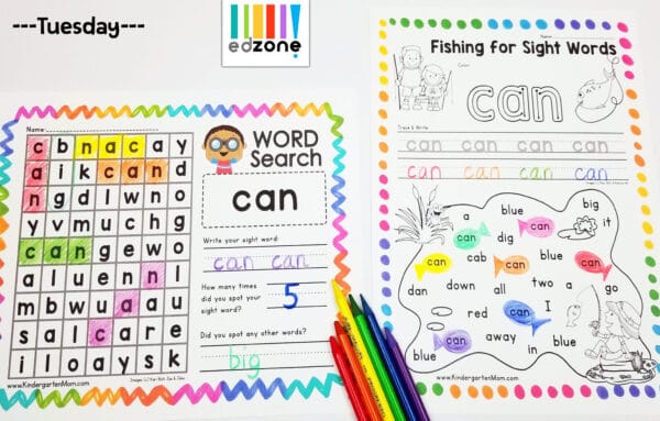 Free Primer Sight Words Playdough Mats with Tracing