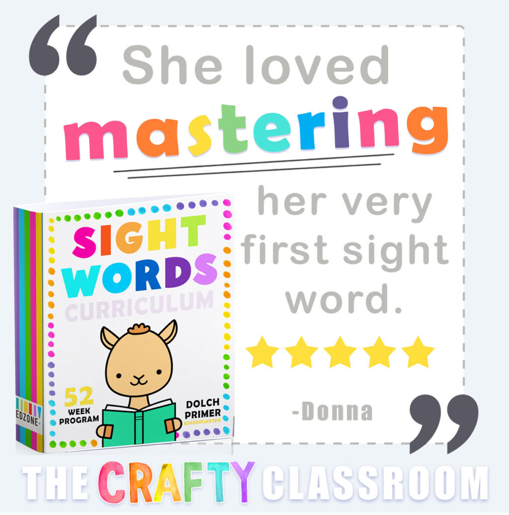 Kindergarten Sight Words Curriculum - The Crafty Classroom